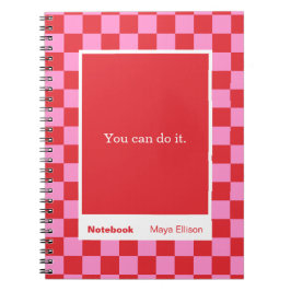 Caderno Espiral Modern Checkerboard Block Quote Classic