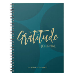 Caderno Espiral Modern Classy Turquoise Green Gold Script