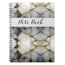 Modern Cracked Gold White & black marble