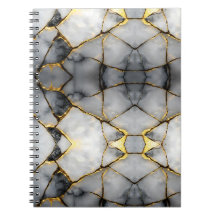 Modern Cracked Gold White & black marble