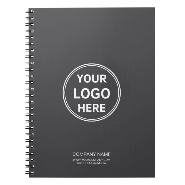 Caderno Espiral Modern Custom Logo Gray Corporate Business (Frente)