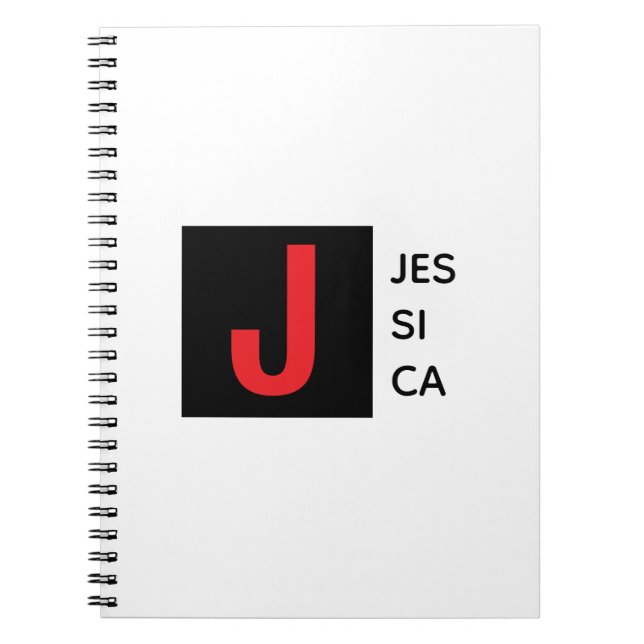 Caderno Espiral Modern Elegant Plain Professional Name Monogram (Frente)