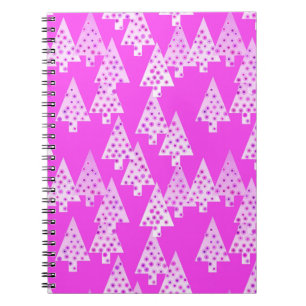 Caderno Espiral Modern flower Christmas trees - orchid pink