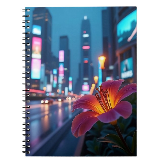 Caderno Espiral Modern Flower in Cityscape - Notebook (Frente)