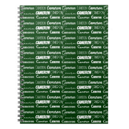 Caderno Espiral Modern Green Personalized Name Collage