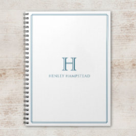 Caderno Espiral Modern Initial Patina Blue Border