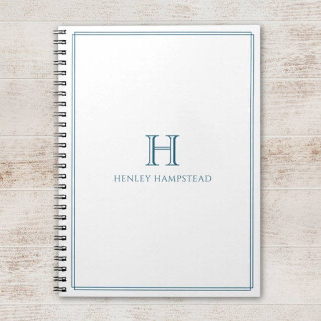 Caderno Espiral Modern Initial Patina Blue Border (Criador carregado)