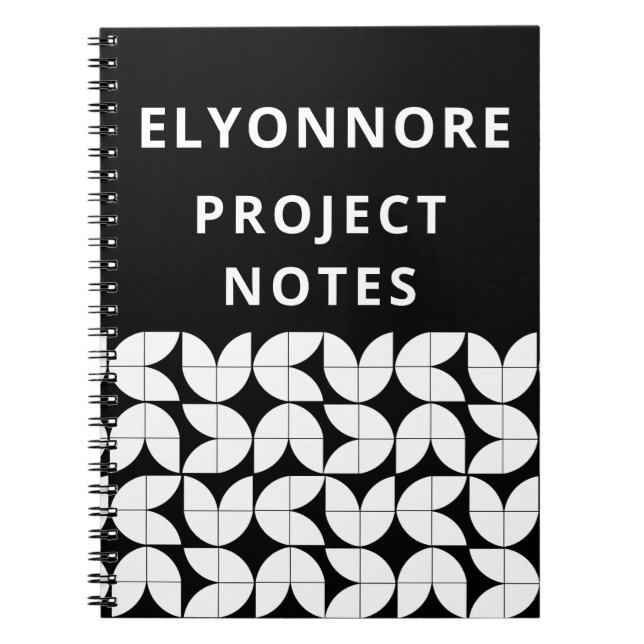 Caderno Espiral Modern Minimal Black White Projects Personalized (Frente)