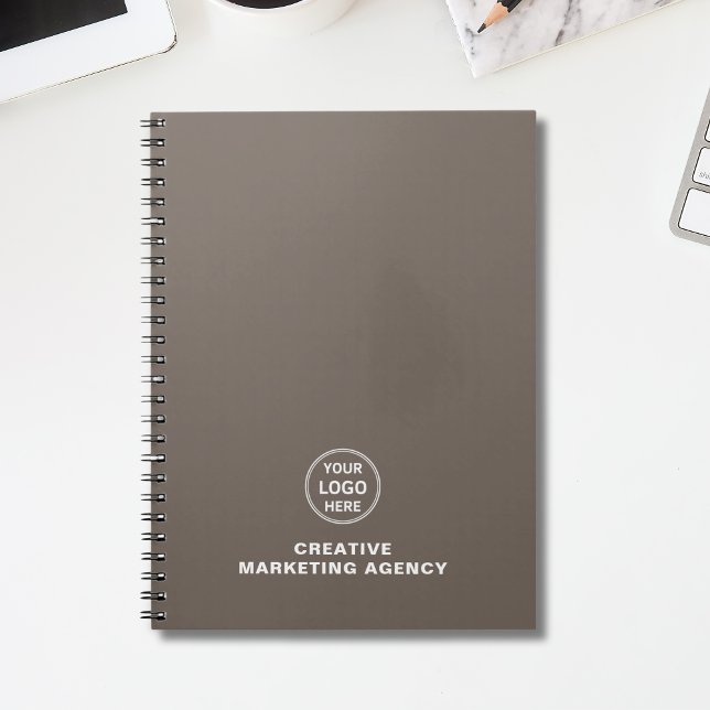 Caderno Espiral Modern Minimalist Custom Logo Taupe Business (Modern Minimalist Custom Logo Taupe Business Notebook)