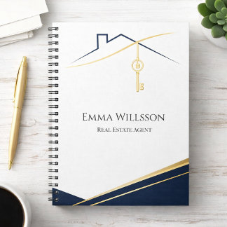 Caderno Espiral Modern Navy Gold Luxury Realtor Estate Agent
