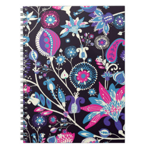 Caderno Espiral Modern paisley: padrão oriental tradicional.