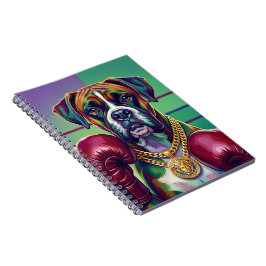 Caderno Espiral Modern Pop Art Boxer Dog Boxing Athlete