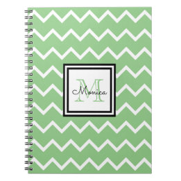 Caderno Espiral Modern Sage Green Chevron Com Nome Monograma