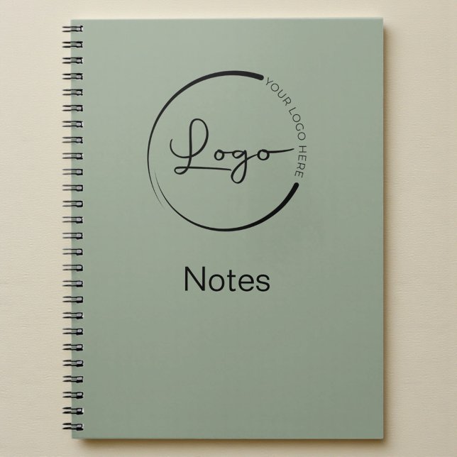 Caderno Espiral Modern Sage Green Minimalist Logo Professional (Criador carregado)