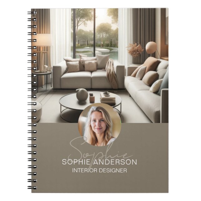 Caderno Espiral Modern Script Name Photo QR Professional (Frente)