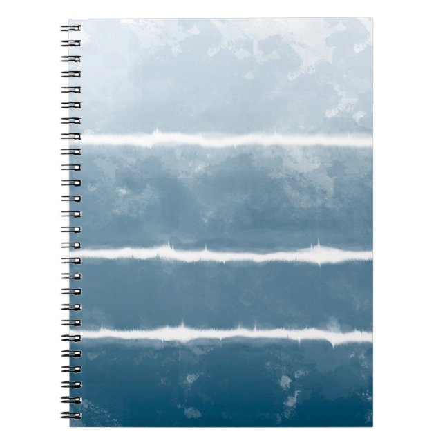 Caderno Espiral Modern Shibori Ombre Retro Tie Dye Hippie Indigo (Frente)