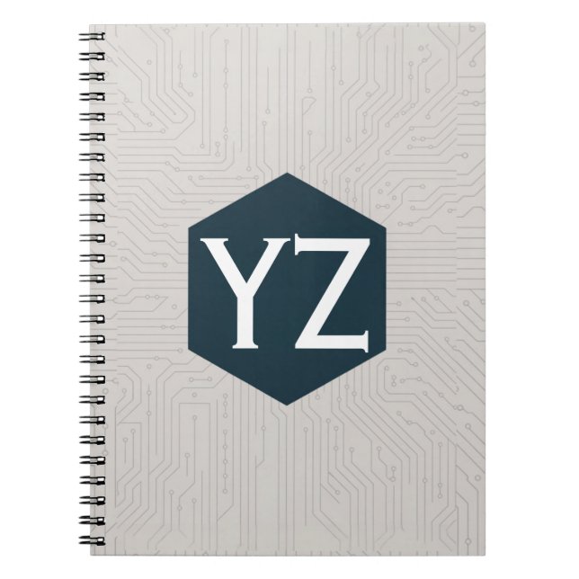 Caderno Espiral Modern Tech Grid Beige (Frente)