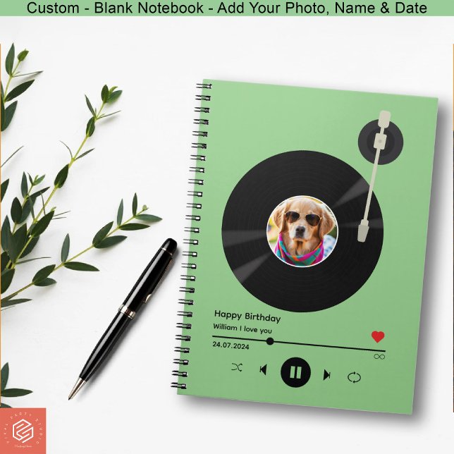 Caderno Espiral Modern Vinyl Record Foto & nome para a espiral esc (Personalized Vinyl Record spiral Notebook for school)