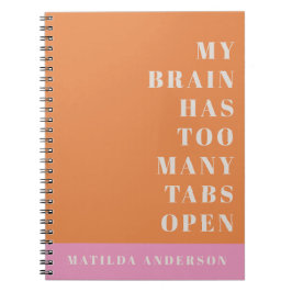 Caderno Espiral Moderna tipografia mínima laranja e rosa