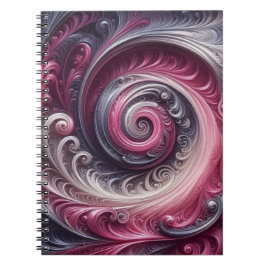 Caderno Espiral Moderno Abstrato Simples Redemoinho Rosa e Roxo