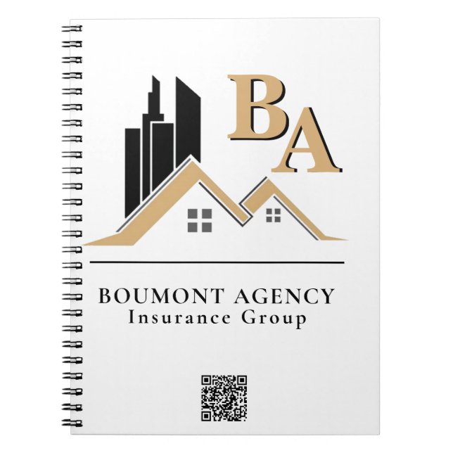 Caderno Espiral Moderno Adicione Seu Próprio Logotipo Profissional (Frente)