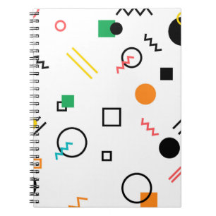 Caderno Espiral Moderno, brincalhão, legal, na moda, Memphis