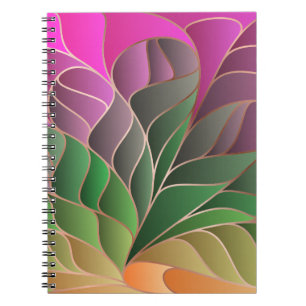 Caderno Espiral moderno,colorido,art nouveau,art deco,padrão,curr