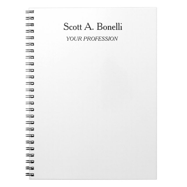 Caderno Espiral Moderno Elegante Simples Branco Especial (Frente)