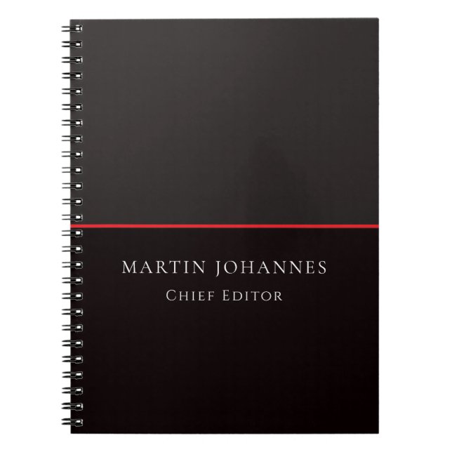 Caderno Espiral Moderno Elegante Simples Sofisticado Cinza Preto M (Frente)
