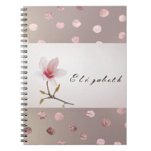Caderno Espiral Moderno Floral Pontilhado Feminino