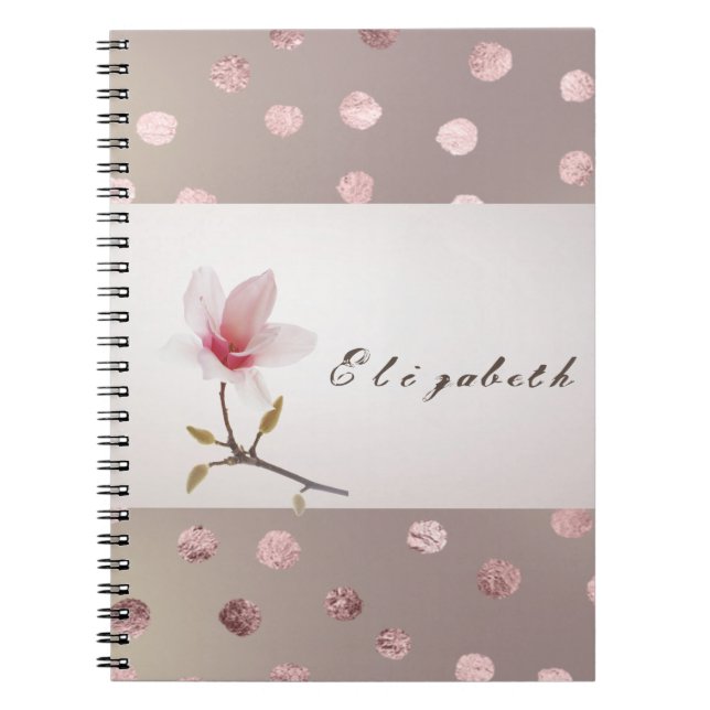 Caderno Espiral Moderno Floral Pontilhado Feminino (Frente)