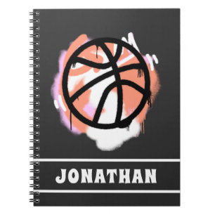 Caderno Espiral Moderno Grafite de Bola de Basquete para Meninos P
