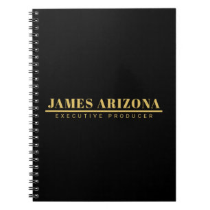 Caderno Espiral Moderno Minimalista Preto Dourado Profissional Ten