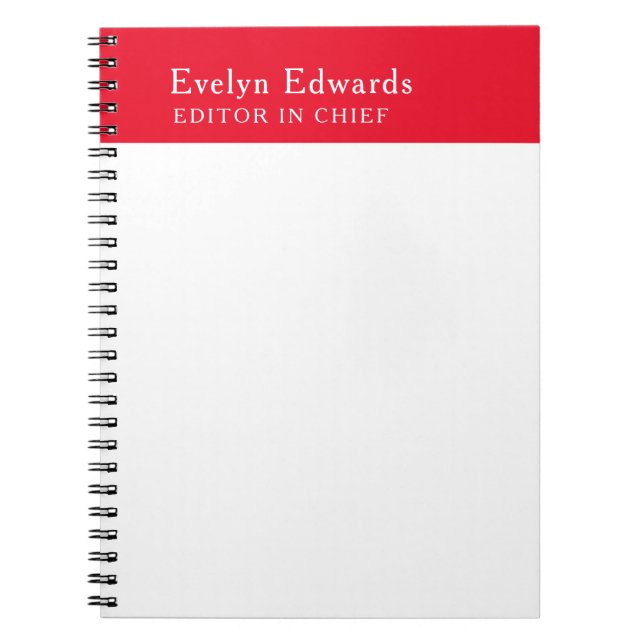 Caderno Espiral Moderno Minimalista Simples Vermelho Branco (Frente)