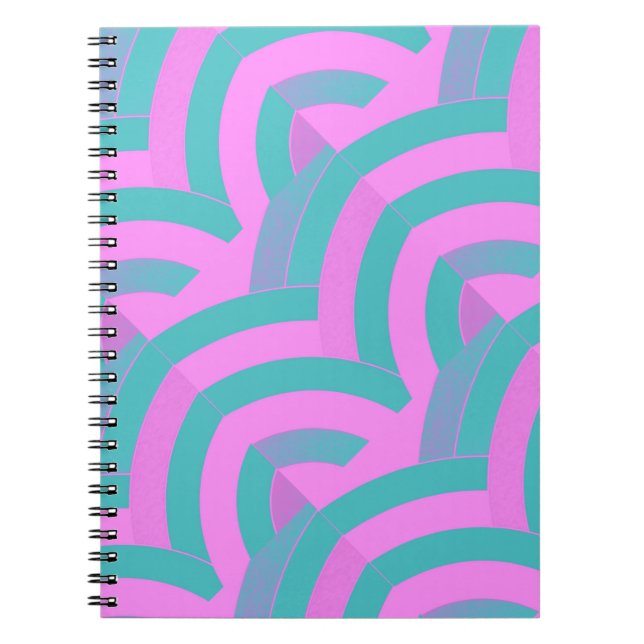 Caderno Espiral moderno na moda cor-de-rosa/verde-quic (Frente)