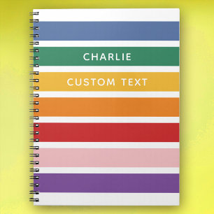 Caderno Espiral Moderno Simples Fofo Arco-íris Nome Personalizado