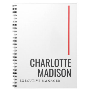 Caderno Espiral Moderno Simples Preto Branco Moderno Minimalista S