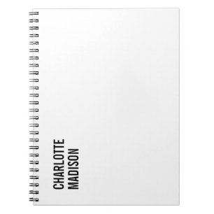 Caderno Espiral Moderno Simples Preto Branco Moderno Minimalista S