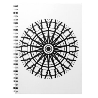 Caderno Espiral MODERNO _UM CÍRCULO ROSA caleidoscópio _COR _PRETO