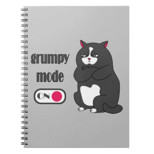 Caderno Espiral Modo rabugento em gato gordo engraçado