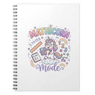 Caderno Espiral Modo Unicórnio Mathicorn Tipografia Adorável Desig