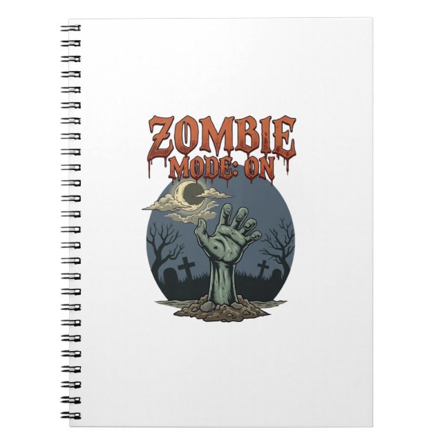 Caderno Espiral Modo Zumbi Halloween Mão Lua Cemitério_1 (Frente)