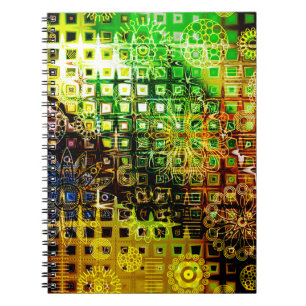 Caderno Espiral moinho floral de arte grunge para fundo, grung