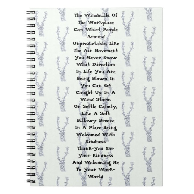 Caderno Espiral Moinhos De Vento Do Local De Trabalho (Frente)