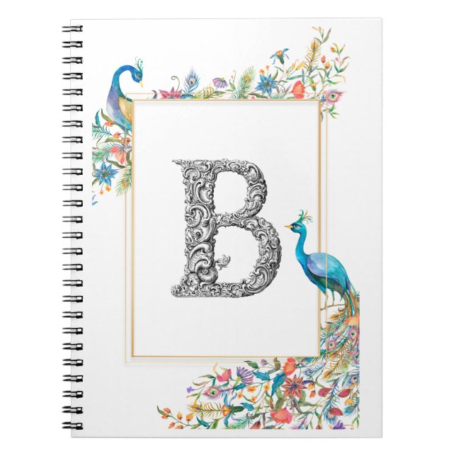 Caderno Espiral Moldura com aquarelas e flores - B (Frente)