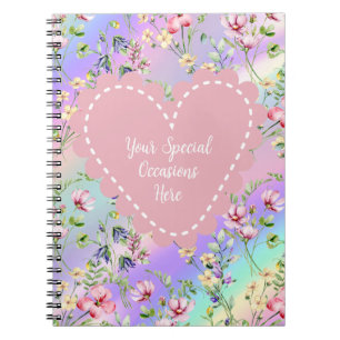 Caderno Espiral Moldura de Coração Floral Elegante: para Todas as