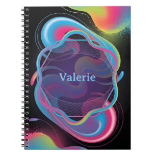 Caderno Espiral Moldura Líquida Neon com Nome Personalizado