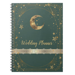 Caderno Espiral Moldura Lua Estrelas Celestiais