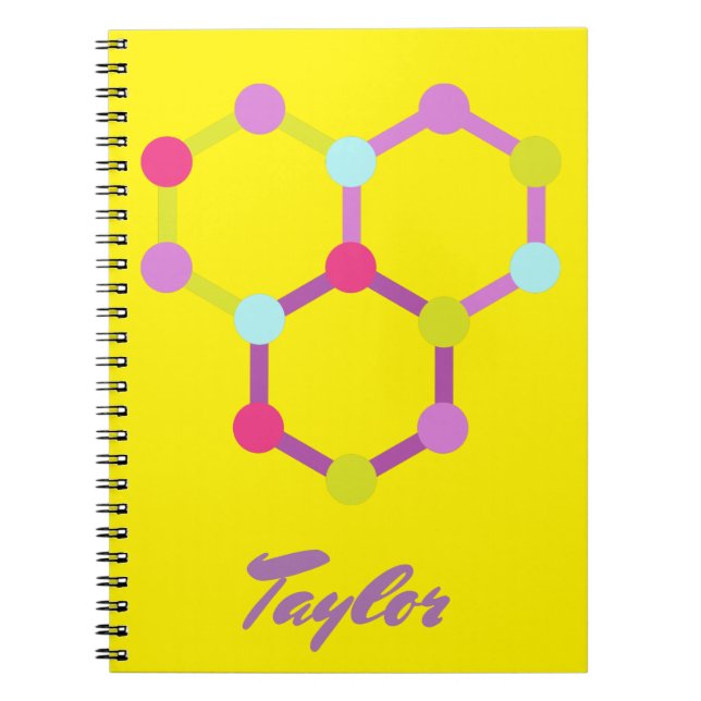 Caderno Espiral Moléculas Modernas Amarelas (Frente)