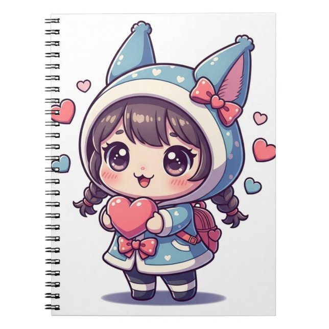 Caderno Espiral Moletom Blue Heart Chic (Frente)